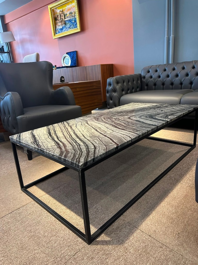KLAS OFİS ÜSKÜDAR 140x70 SİYAH DESENLİ MERMER SEHPA - 3