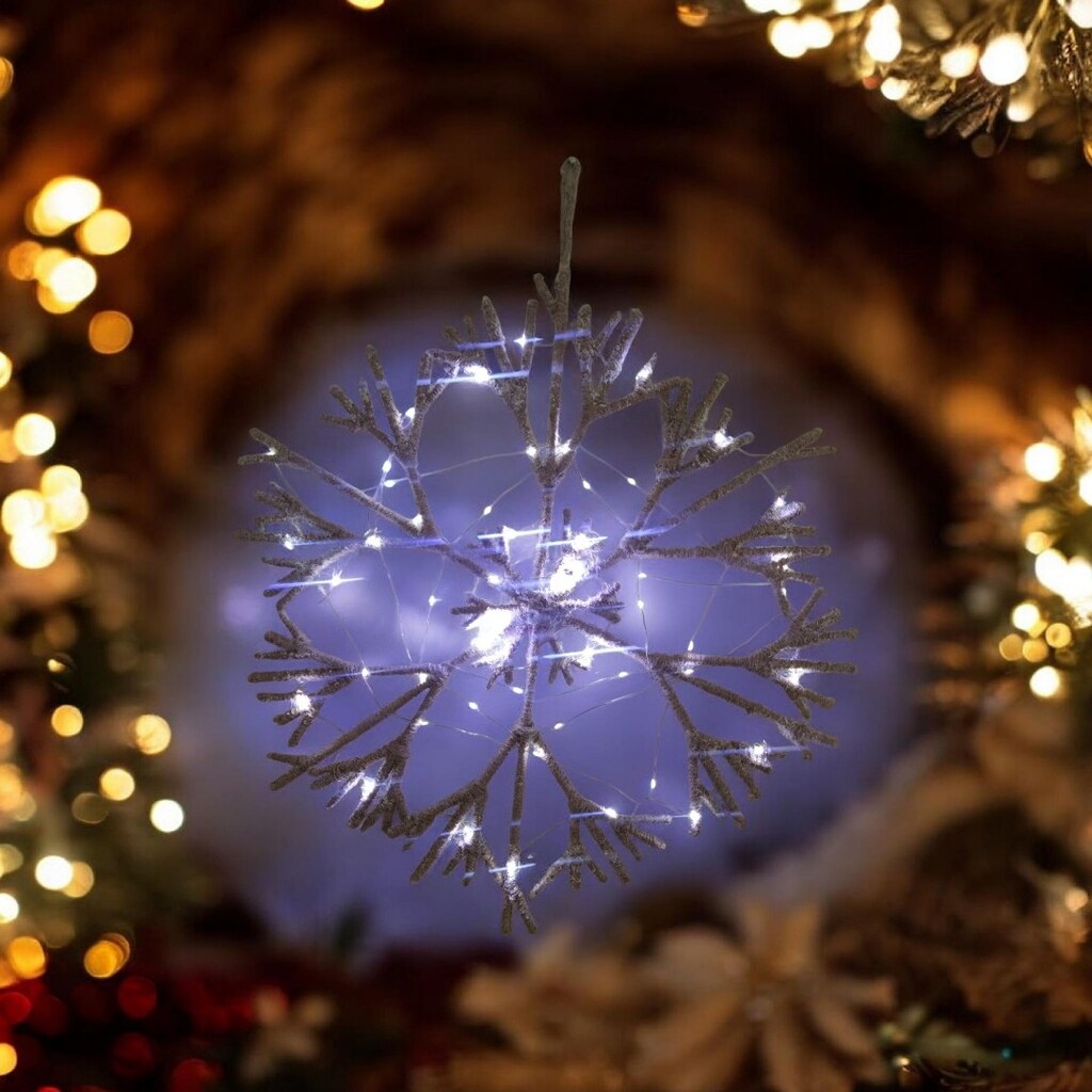 KARLI. 3 FONKSUYONLU LED IŞIKLI İÇ MEKAN VE YA NOEL ASMA KAR TANESİ - 4