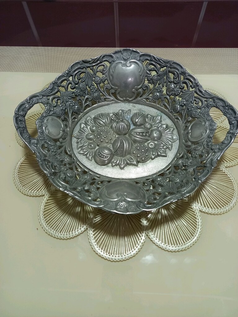 Alman gümüşü kabartmalı meyve tabağı - 7