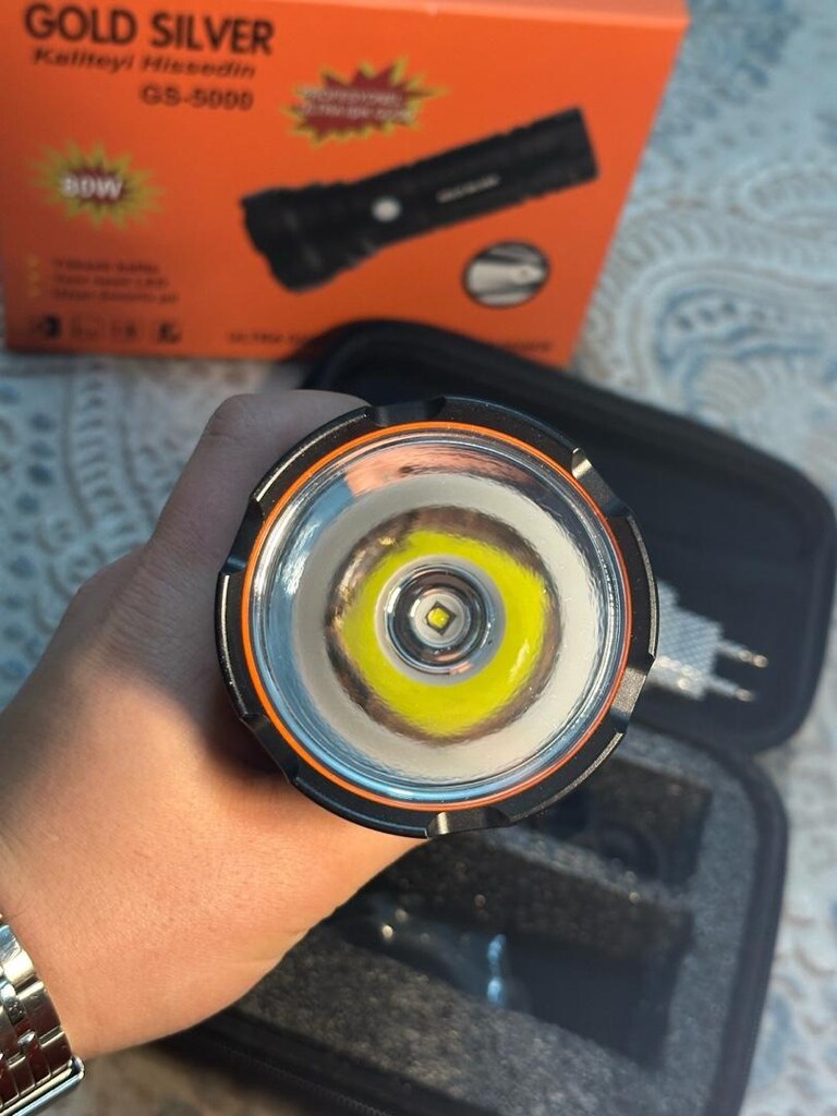 SIFIR Gold Silver GS-5000 80W Şarjlı Profesyonel El Feneri – Kapalı Ku - 7