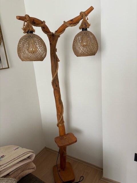 Doğal Ahşap Lambader – 170 cm