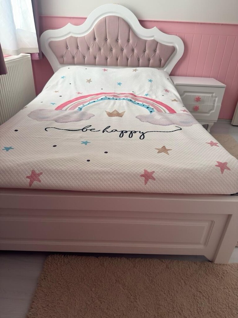 120x200 GENÇ ODASI MDF BEYAZ TEMİZ YATAKLI KARYOLA - 3