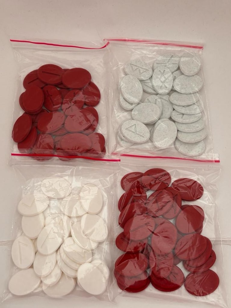 3D baskı rune set (kırmızı beyaz mermer desen seçenekleri mevcut)