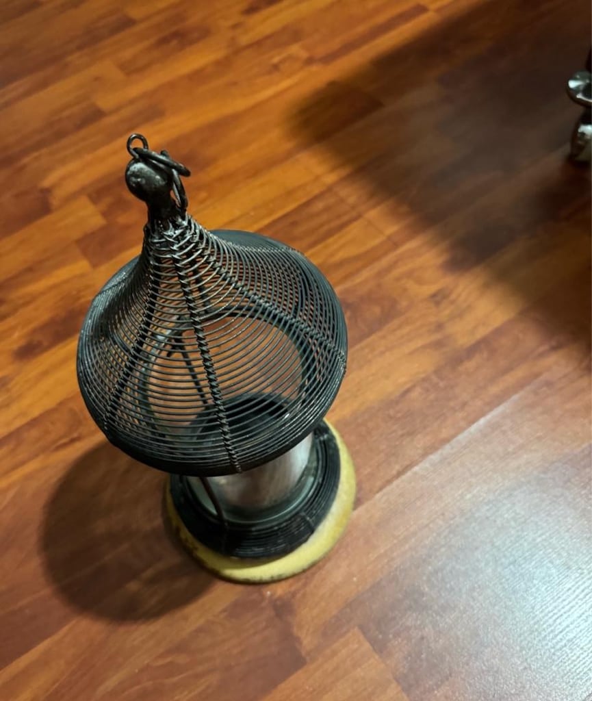 Vintage El Yapımı Metal Tel Örgü Dekoratif Fener / Mumluk 36 cm - 8