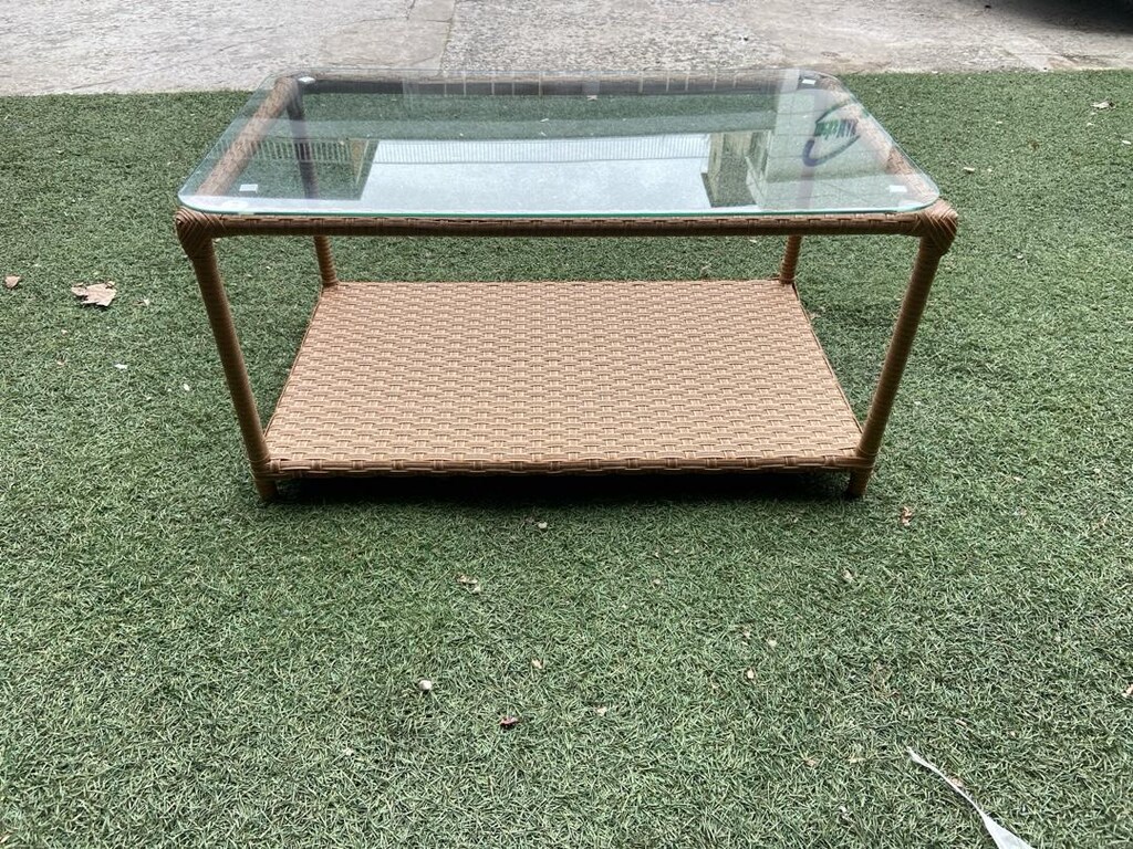 Rattan sehpa, aliminyum iskelet camlı sıfır ürn - 3