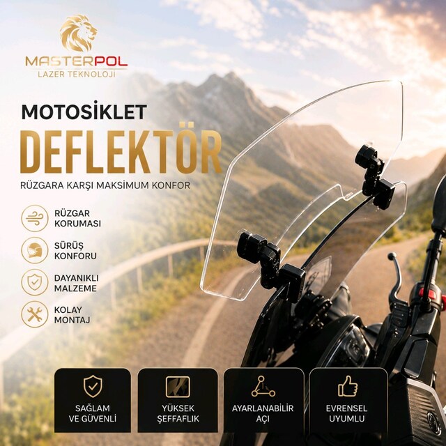 Deflektör Rüzgar Saptırıcı Siperlik Şeffaf Motor Camı Cam