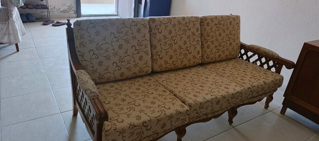 antika ahşap koltuk 3 lü tekli - 3