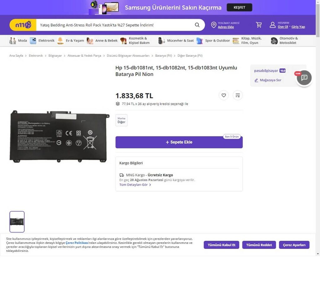 HP 15-DB1082NT Notebook Parçaları - 8