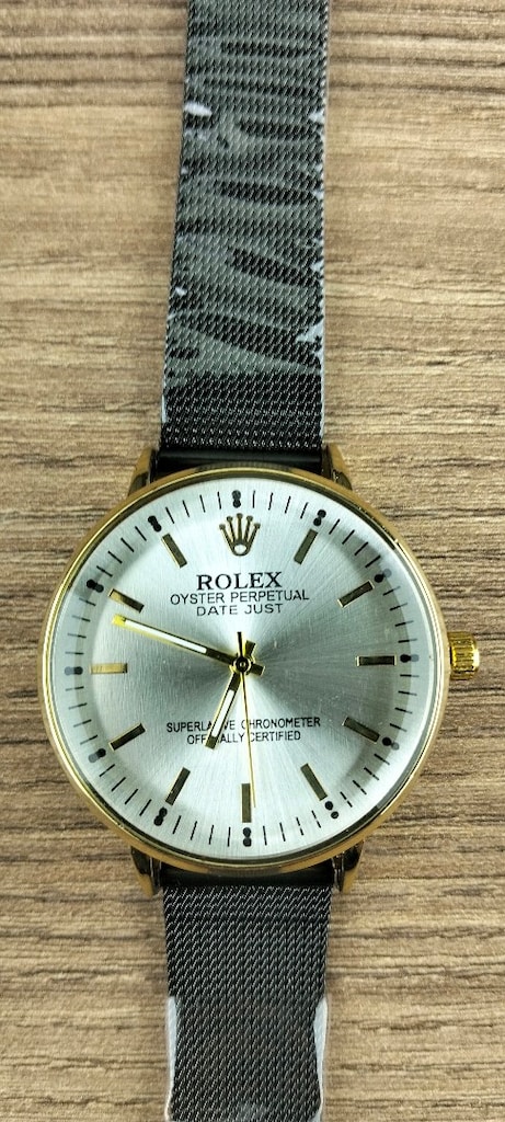 Sıfır Kutulu 35 mm Quartz Pilli Kol Saati – Gold Kasa, Siyah Hasır Kor - 4