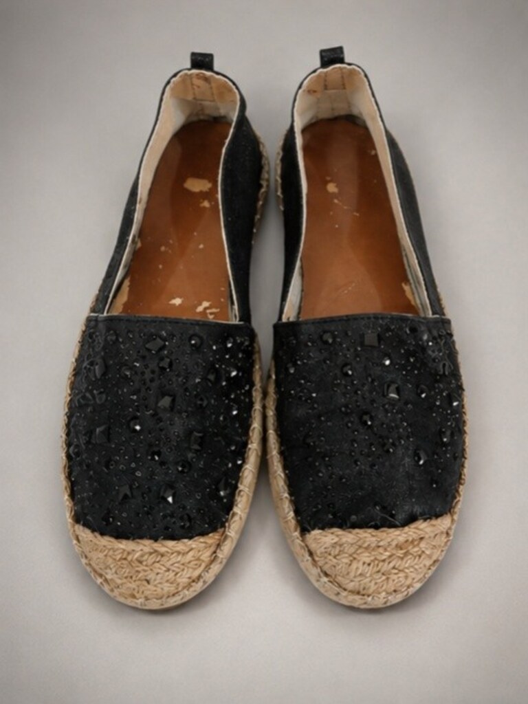 Bambi Siyah Taşlı ve Simli Espadril - 4