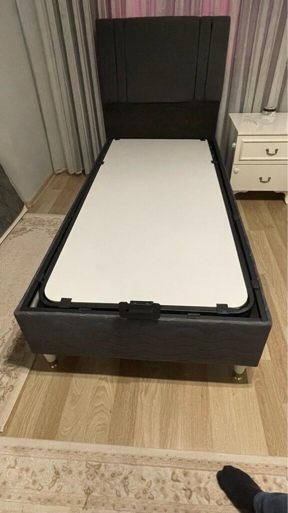Tek kişilik solid baza başlık pedli ortopedik yatak - 3