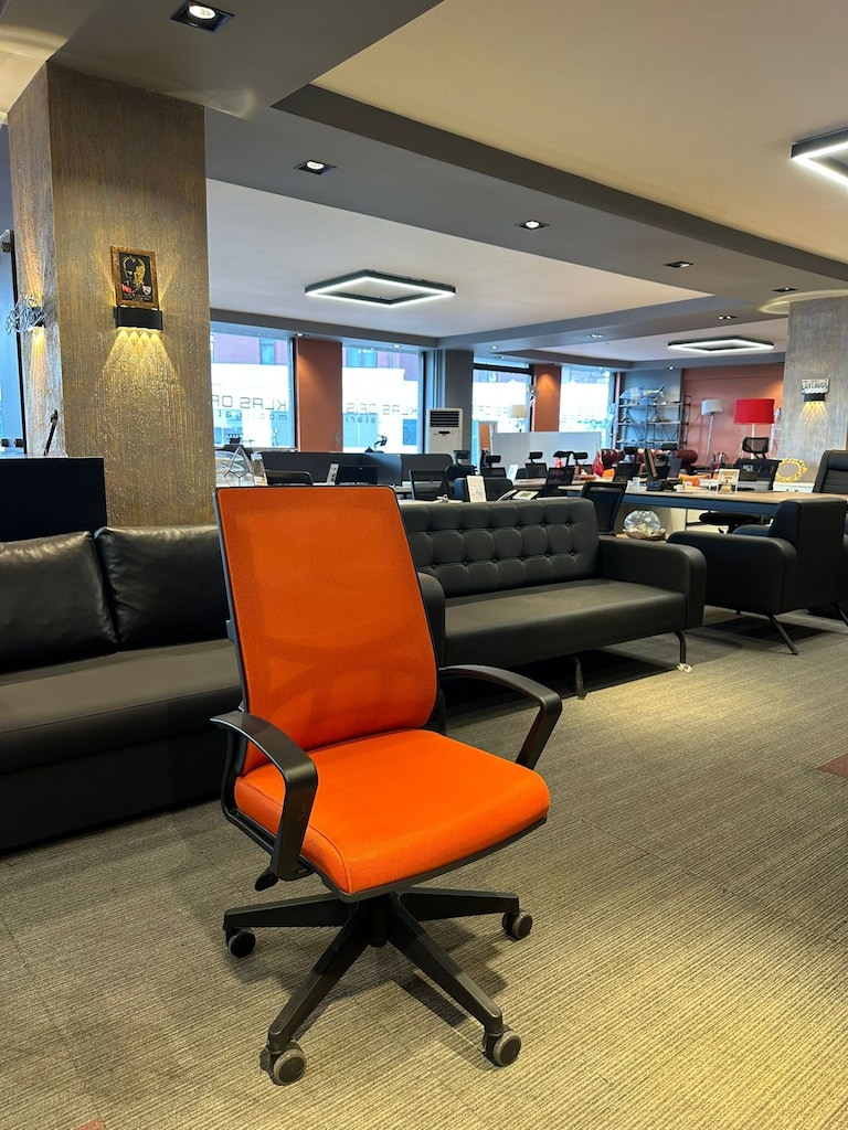 KLAS OFİS ÜSKÜDAR TURUNCU RENK FİLELİ SABİT KOLÇAKLI KOLTUK - 2