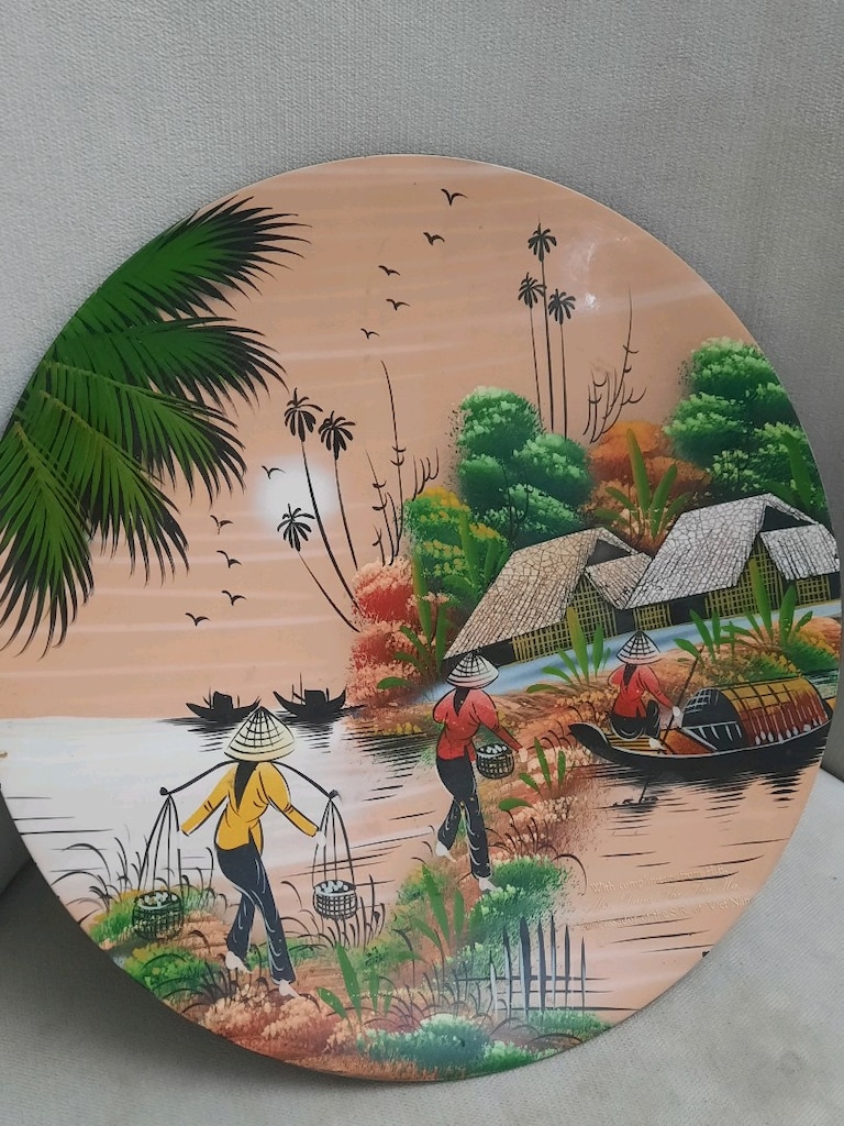 Vietnam ahşap koleksiyonluk duvar tabağı - 2