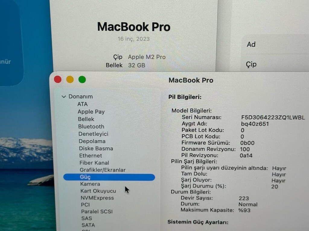 Macbook pro M2 pro 16” özel üretim 32 gb ram 512 gb ssd - 2