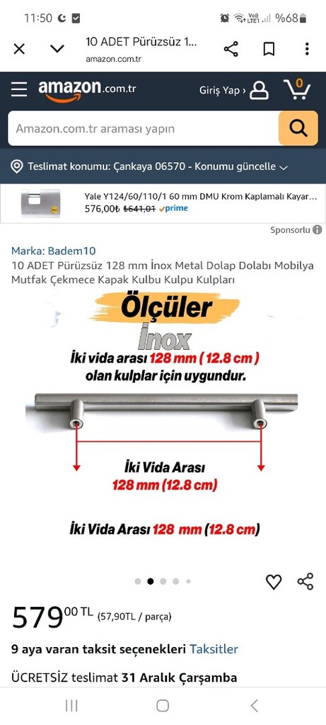 Krom Dolap kulbu. Adet fiyatıdır. - 14