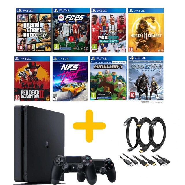 PS4 SLİM 1TB 30 OYUN 2 SIFIR KOL FULL PAKET