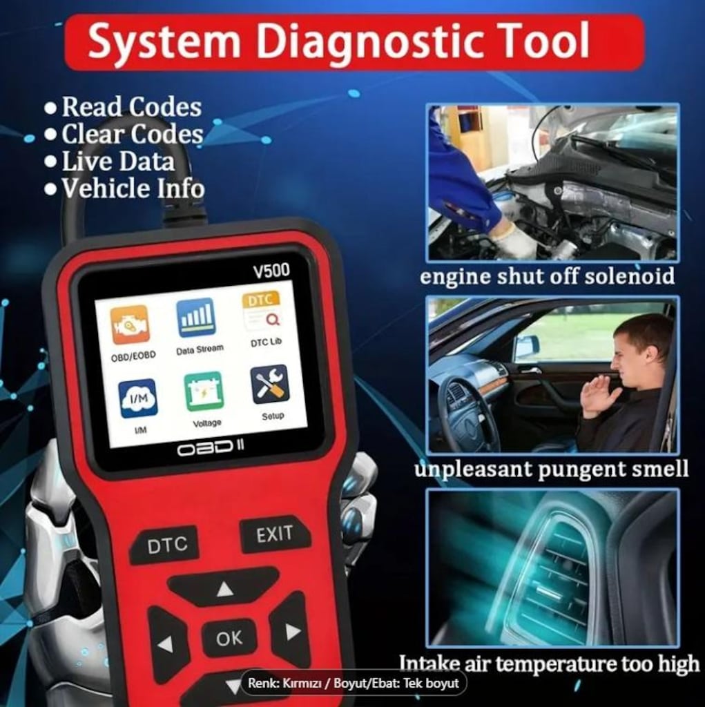 OBD II-V500 Arıza Tespit Cihazı - Hata Kodu Okuma ve Silme OBD2 - 4