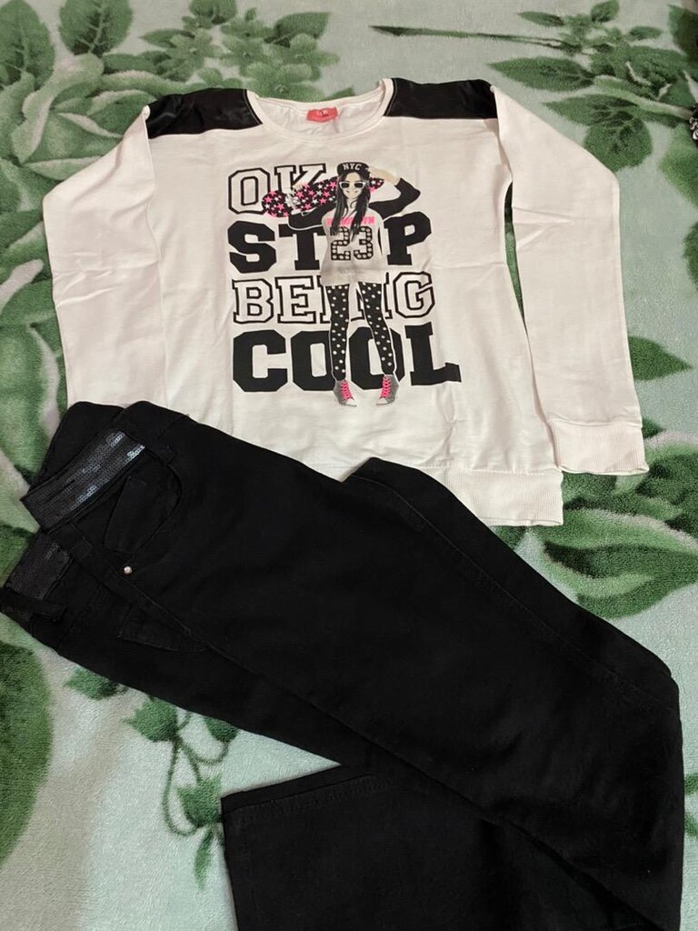 Kız çocuk kot pantolon& sweatshirt