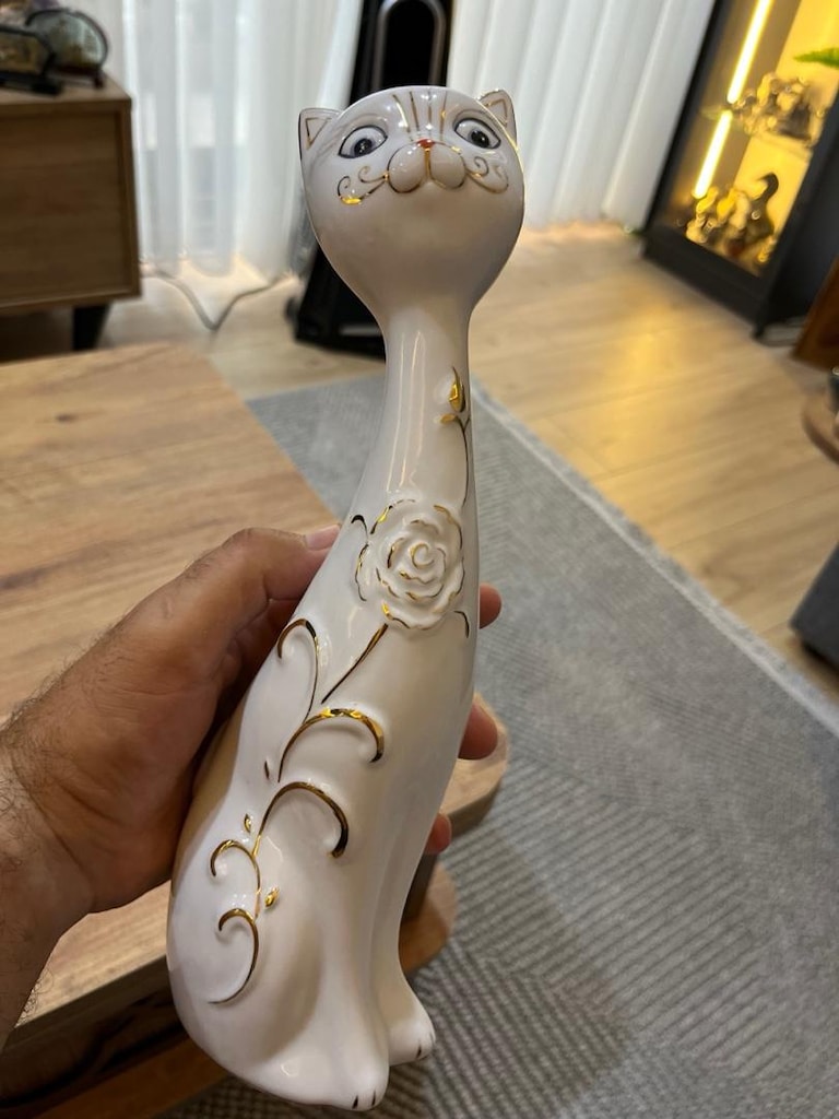 porselen 30 cm biblo kedi - 4