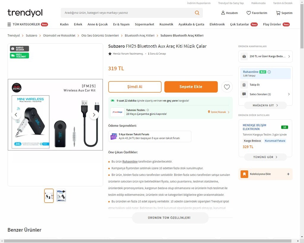 Subzero FM25 Bluetooth Aux Araç Kiti Müzik Çalar - 8
