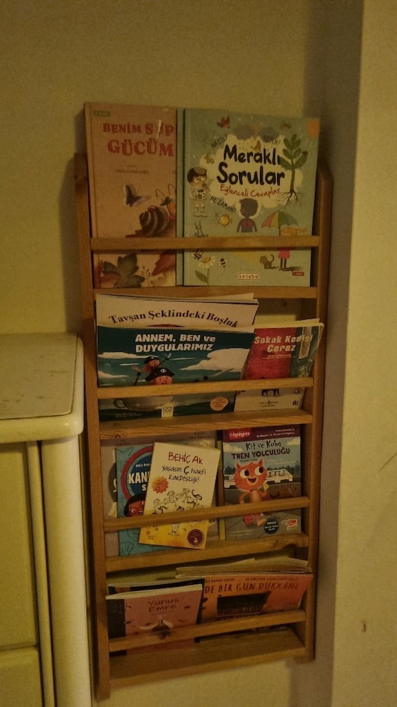 Doğal Ahşap Montessori Çocuk Kitaplığı (Duvara Monte) - 4