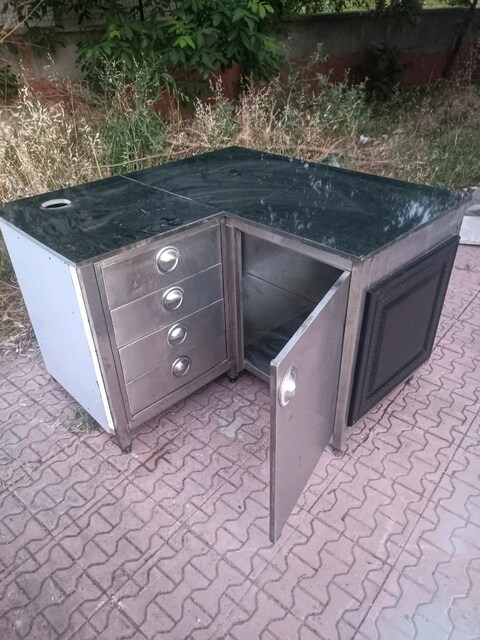 Endüstriyel sanayi tipi krom paslanmaz mermer tezgah lokanta restoran