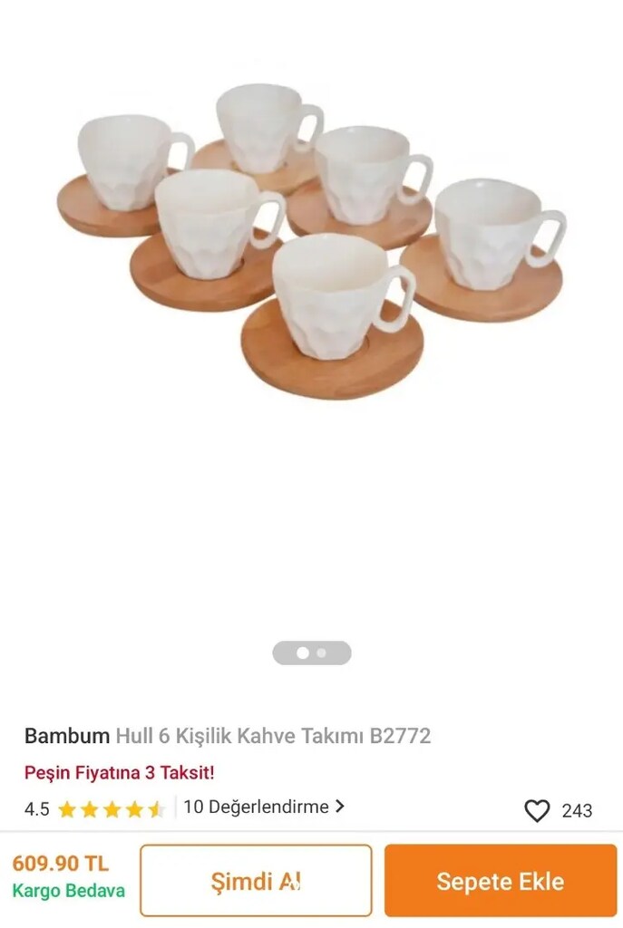 Bambum türk kahvesi fincan takımı 6lı - 2