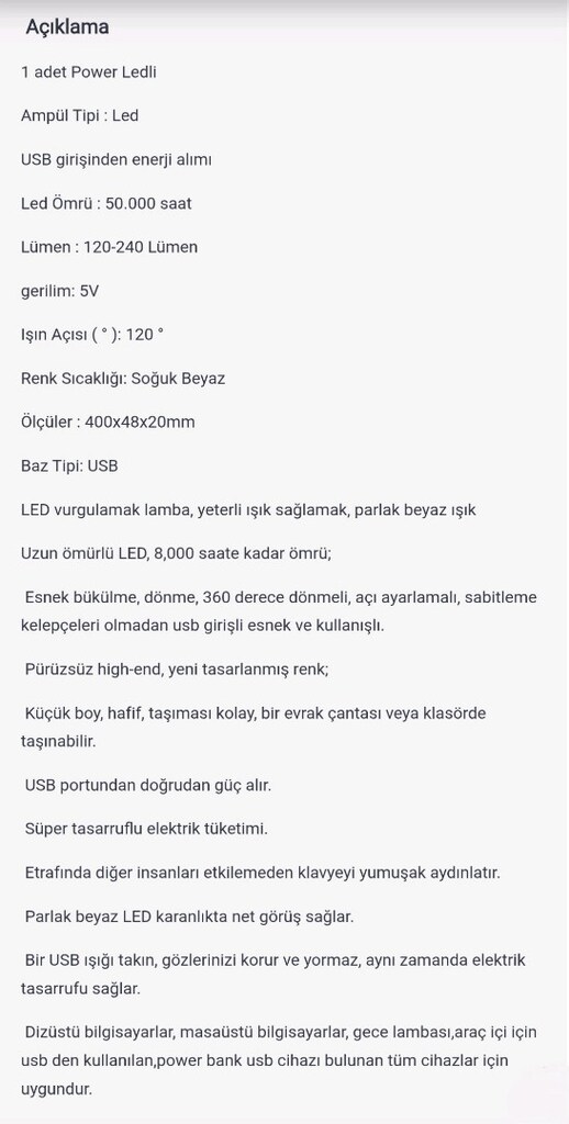13 LED Robotik Esnek USB Kitap Okuma Lambası - 4