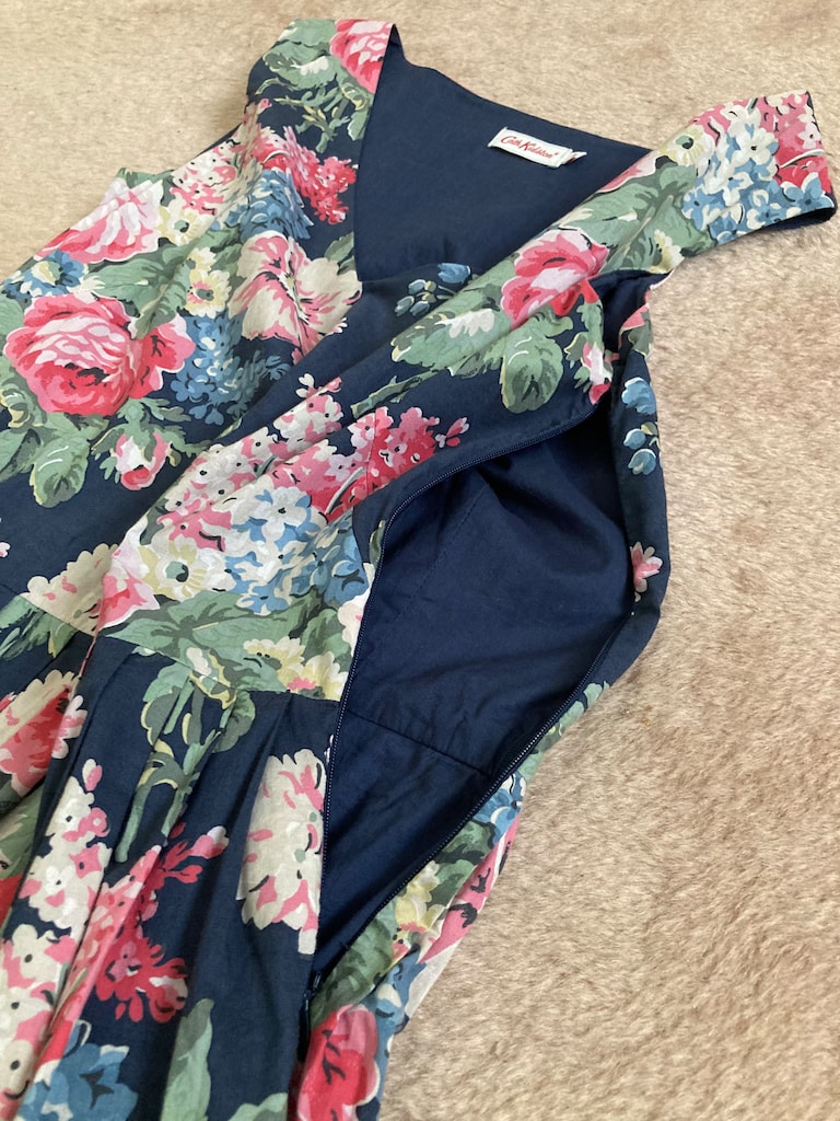 Lacivert Vintage Elbise Cath Kidston Çiçek Desenli - 3