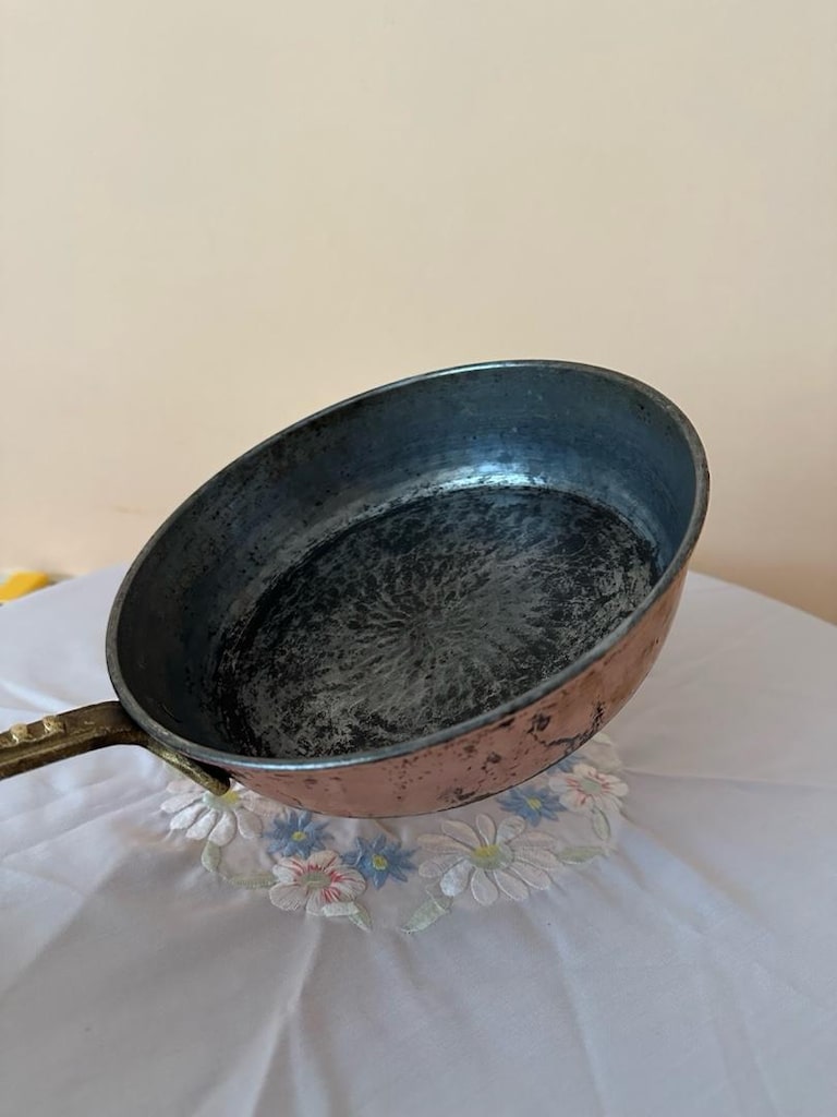 3'lü Bakır Mutfak Seti – Bakır Cezve, Çift Kulplu Sahan ve Saplı Tava - 8