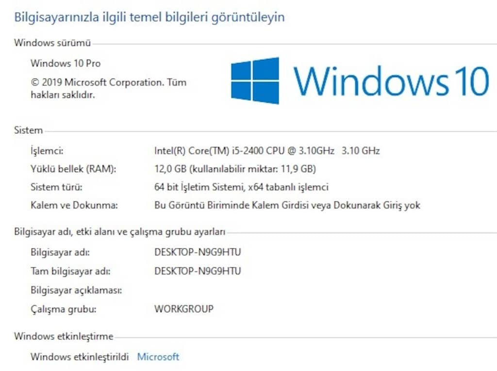 Dell i5 12gb ram Tam Takım - Sıfır rgb klavye seti - 256gb ssd + 500gb - 8