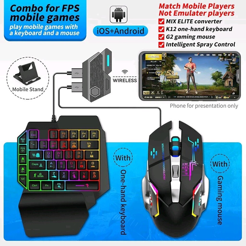 X8 5 in 1 Mobile oyuncu klavye mouse set - 3