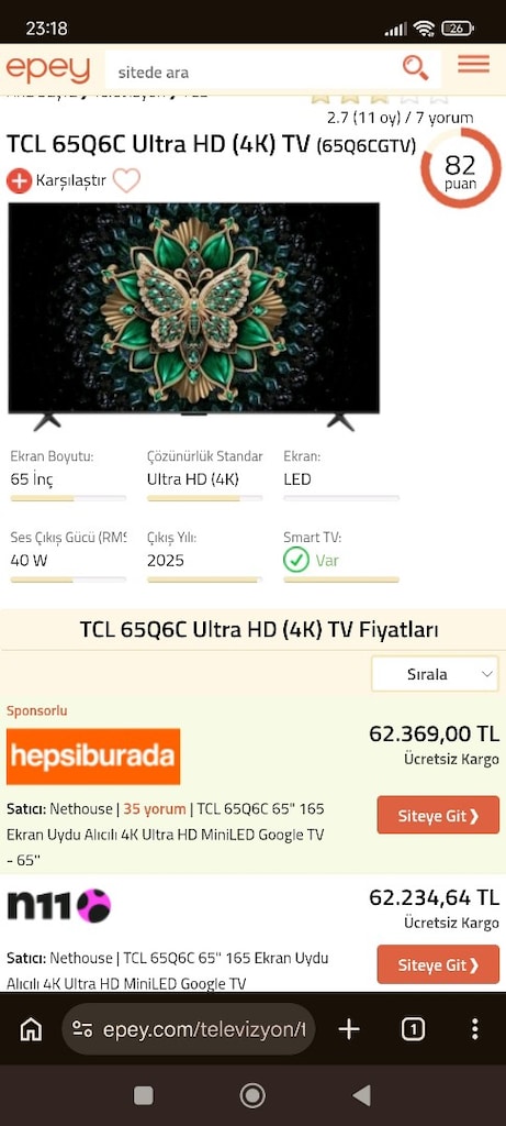 TCL 65Q6C Ultra HD (4K) TV MİNİ LED DAHA UYGUNU YOK - 2