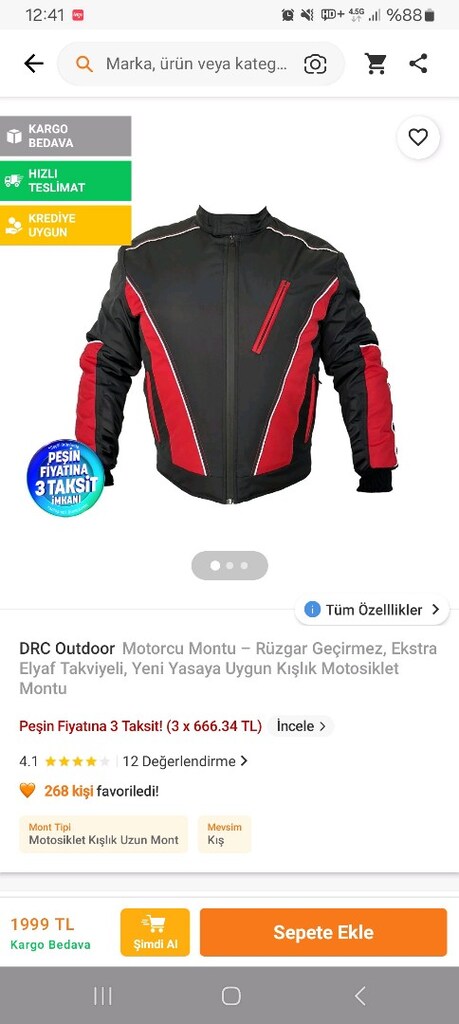 motorcu montu elyaf takviyeli rüzgar geçirmez xl Beden