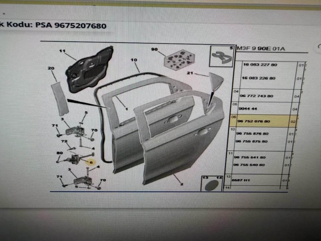 Peugeot 301 c eleyse arka kapı gergisi sıfır orjinal 9675207680 - 3