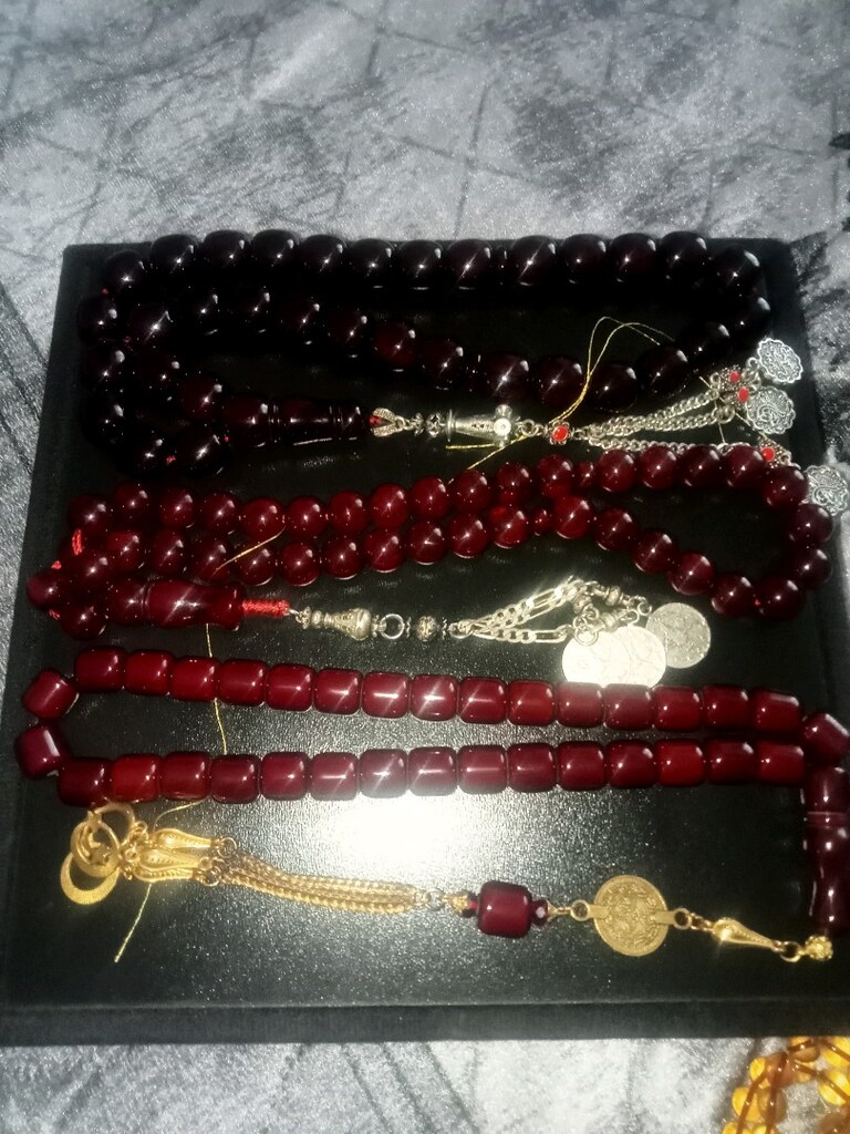 3 adet ağır Mardin püsküllü büyük boy kehribar tesbih - 2