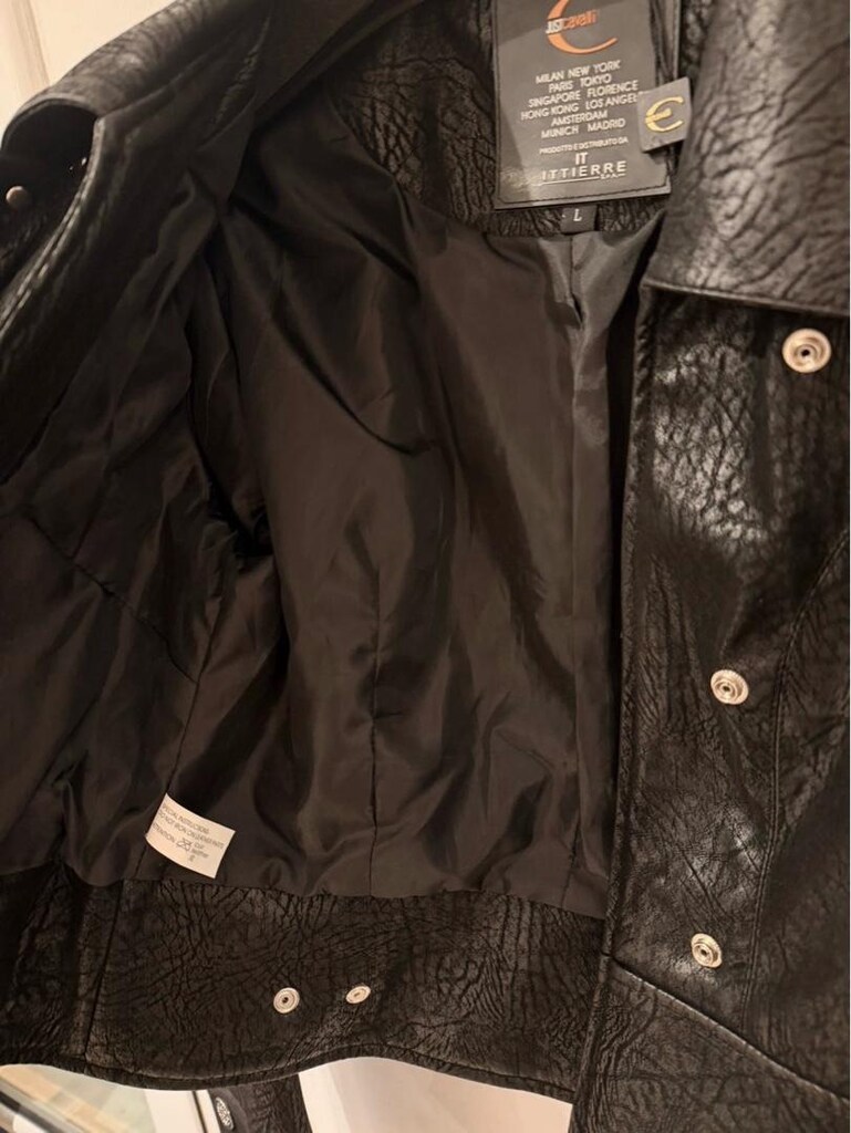 Just Cavalli Siyah Mini Deri Kadın Ceket - 4