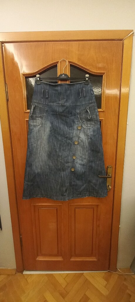 m beden lacivert midi bohem kot etek - 3