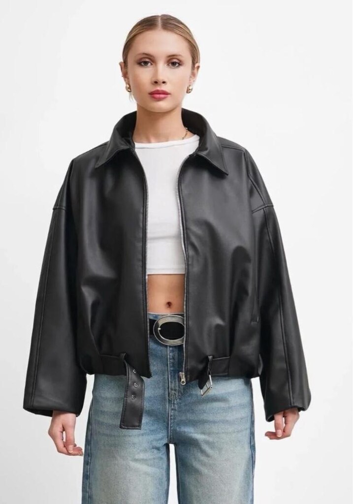 Pull And Bear Deri Ceket Siyah