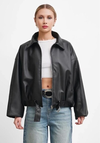 Pull And Bear Deri Ceket Siyah