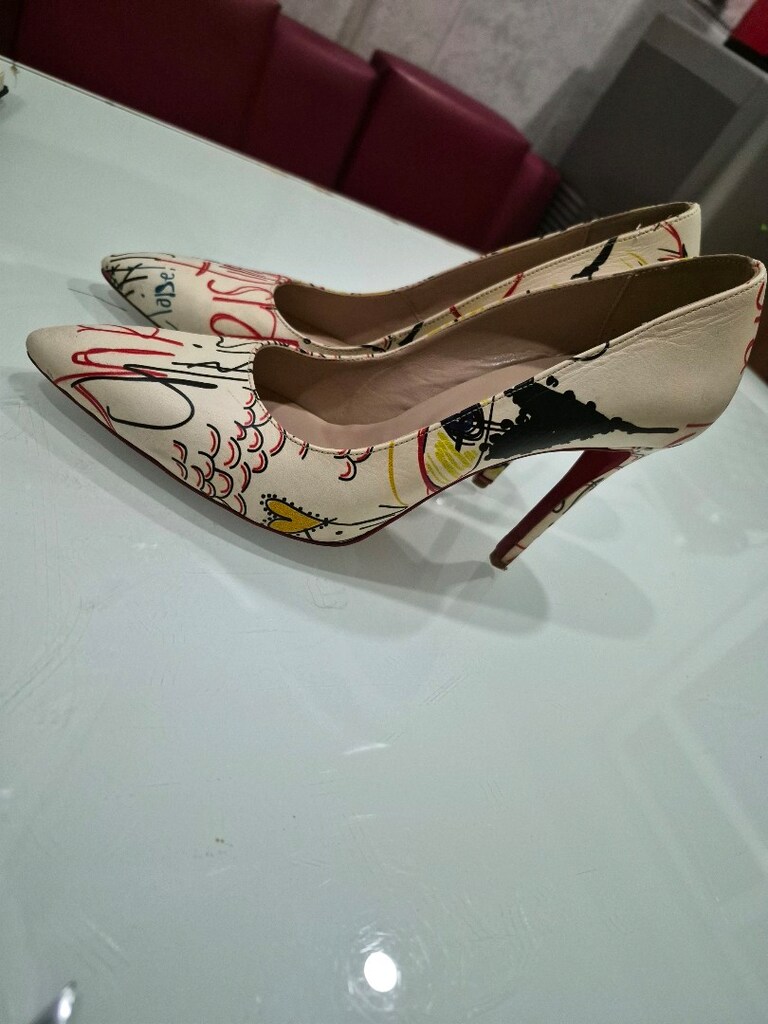 BEYAZ DESENLI DERI STILETTO 11 CM - 5