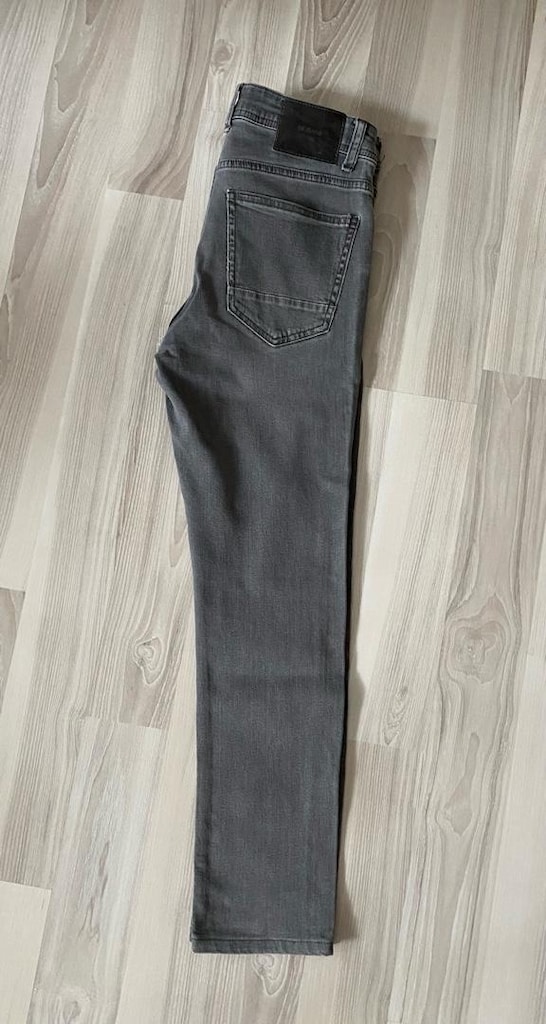 Gri Erkek Denim Pantolon, Kemerli, Regular Fit - 4
