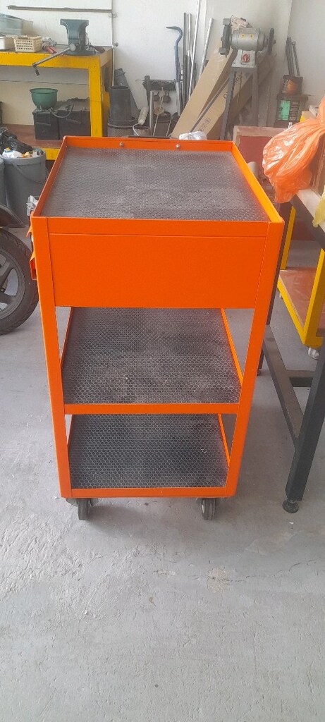 Temiz 1 Çekmeceli Kilitli Metal Takım Arabası / Servis Arabası (Tekerl - 2