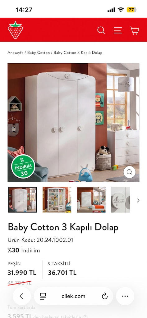 Çocuk Odası Takımı Beşik Dolap Çekmece - 6