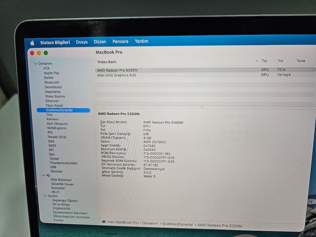 MACBOOK PRO +16 İNÇ+i7 +16 GB RAM+500 GB SSD+ PİL DEVRİ 260 - 10