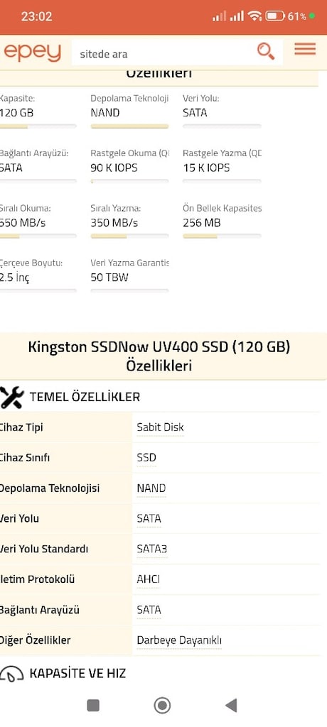 KİNSTON 120 GB SSD..METAL.KASA..DARBEYE DAYANKLİ..WİN 10 YUKLU - 4