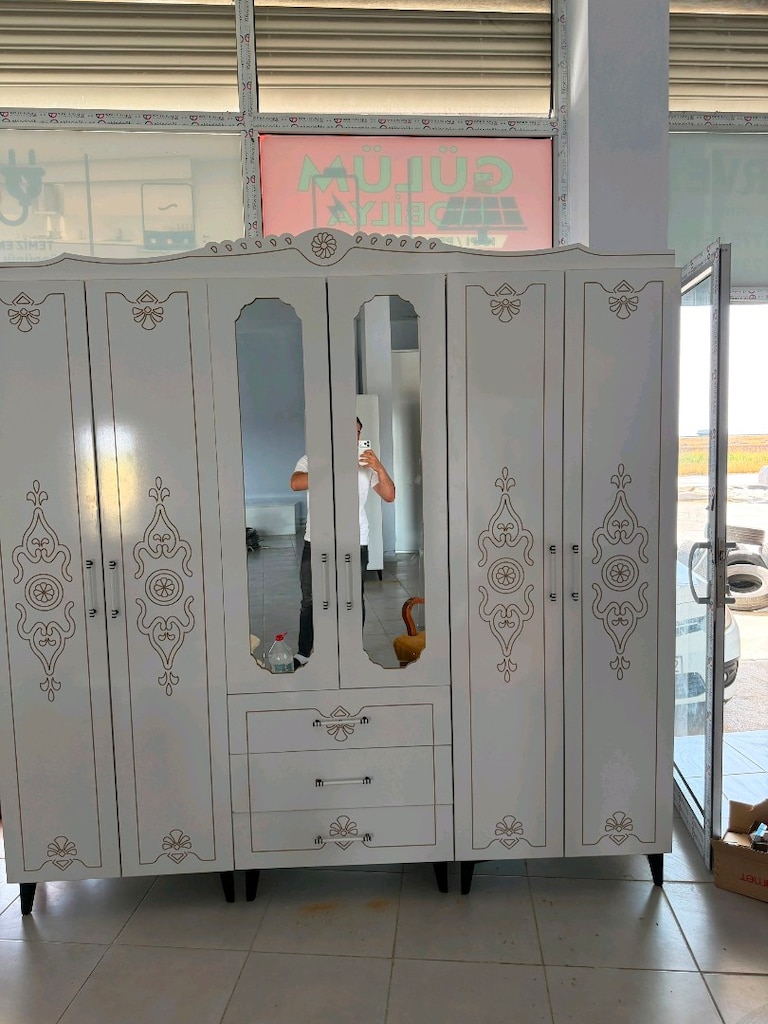 elbise dolabı 6 kapaklı içi raflı özel üretim MDF - 3