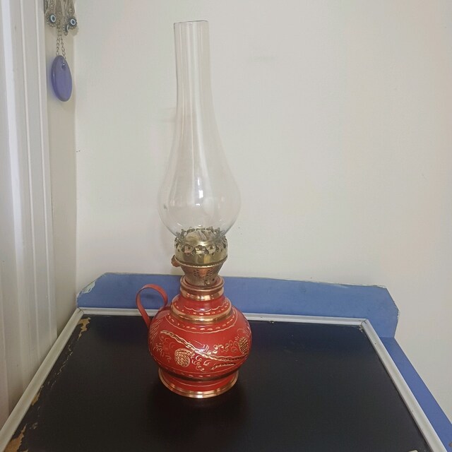 gaz lambası baķır işlemeli