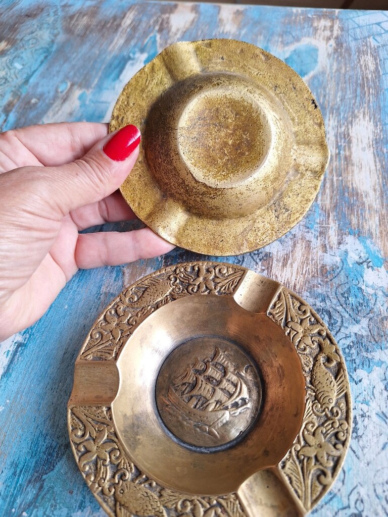 Antika Pirinç Kül Tablası (2 adet) - 7