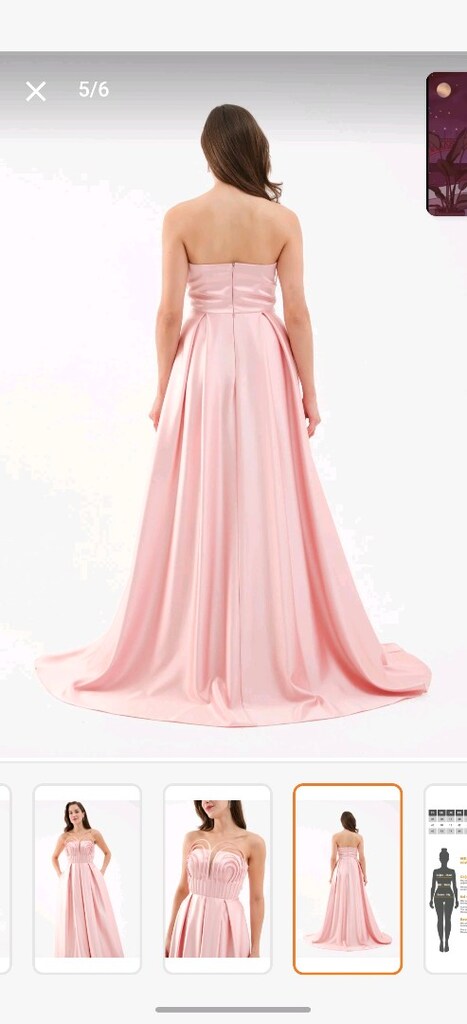 pembe ön detaylı straplez abiye - 3